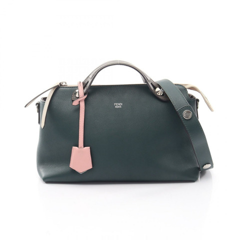 FENDI BY THE WAY 中型單肩斜背包，皮革材質，綠色/灰色，二手