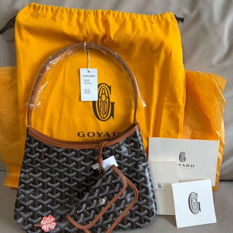 全新 Goyard Bohème Mini Hobo 黑棕色 2026巴黎專櫃四葉草彩繪限量款 不撞包