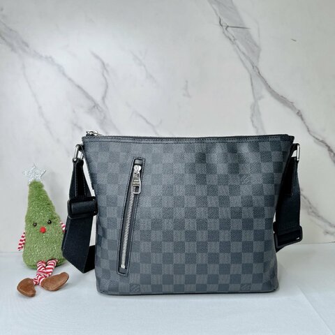 LV Mick PM黑灰帆布斜背包