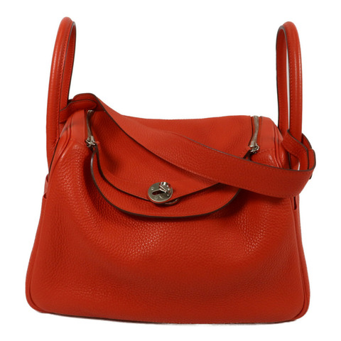 HERMES  Clemence皮革Lindy 30手挽肩背兩用袋Rouge Tomato