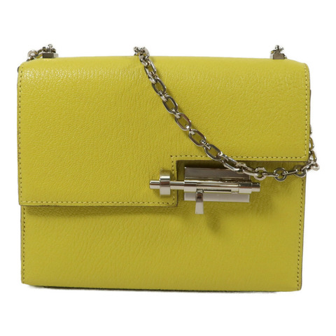 HERMES Chevre皮革Mini Verrou鏈帶肩背袋Lime