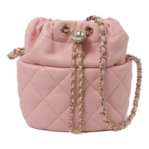 CHANEL 羊皮皮革Drawstring Bucket鏈帶肩背袋