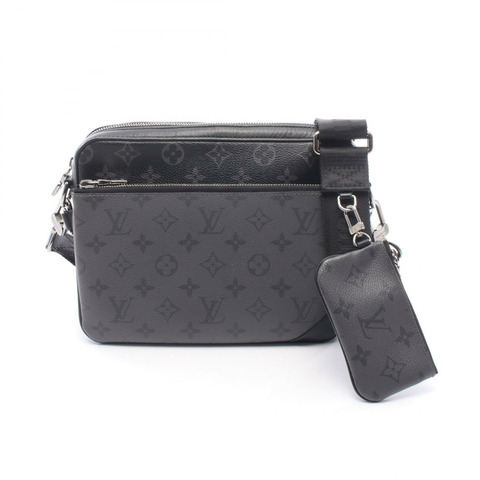 路易威登 Trio Messenger Monogram Eclipse 單肩包 M69443 PVC 塗層帆布皮革 黑色 灰色 二手