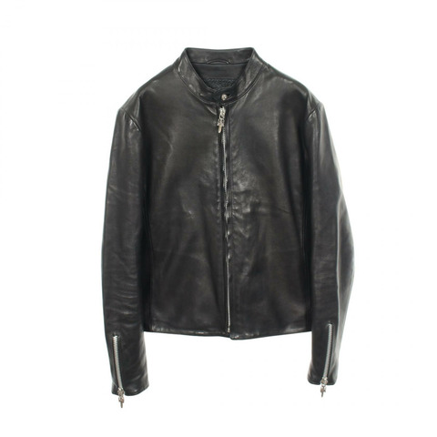 CHROME HEARTS RACING 2 單排座騎手夾克/短皮夾克，黑色，二手，XS碼