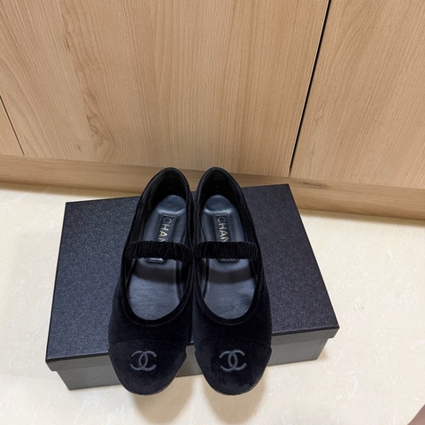 Chanel 25A 絨布瑪莉珍鞋 平底鞋 37