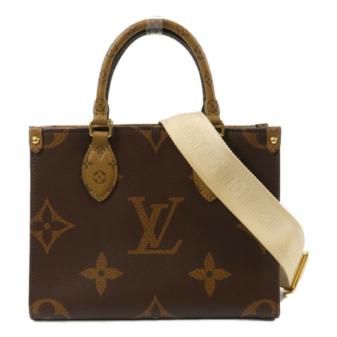 LOUIS VUITTON Monogram Giant OnTheGo PM金扣手挽肩背兩用袋棕色