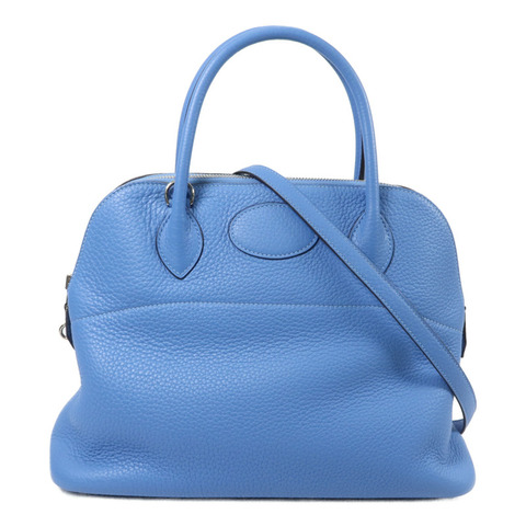 HERMES Clemence皮革Bolide 31手挽肩背兩用袋Bleu Paradis