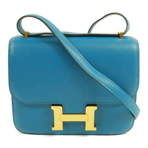 HERMES Swift皮革Constance Mini肩背袋Bleu Zanzibar