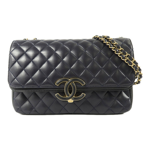 CHANEL 羊皮皮革CC Logo Flap鏈帶肩背袋