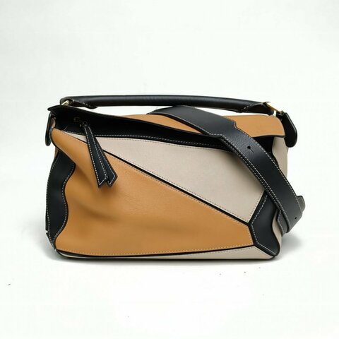 LOEWE Puzzle29幾何包中號拼色牛皮革肩背包