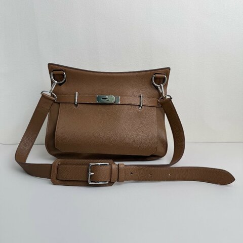 爱马仕 Hermès Jypsière34 吉普賽 34斜挎包 栗子色 Clemence 皮 銀扣 框P刻