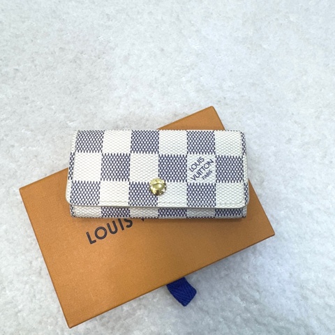 LV白棋盤格鑰匙包N60020