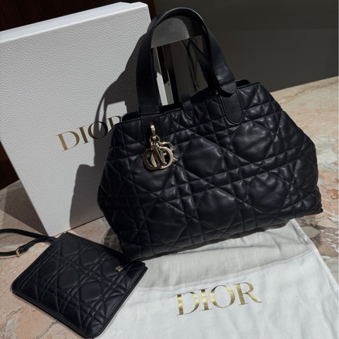 DIOR 迪奧黑金 土著橫版toujours中號子母手提包 附件塵袋