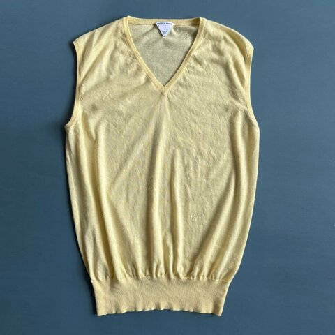 M號 ::Bottega Veneta:: BV 春夏小雞黃羊毛背心 100% 山羊絨 Cashmere Sweater Vest