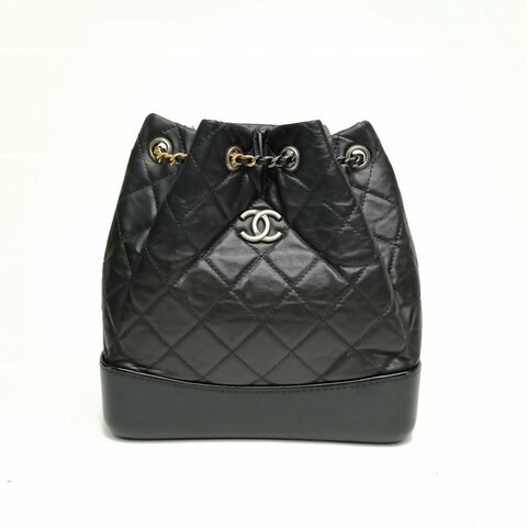 CHANEL GABRIELLE流浪雙肩包小號黑色牛皮革30開銀扣肩背包