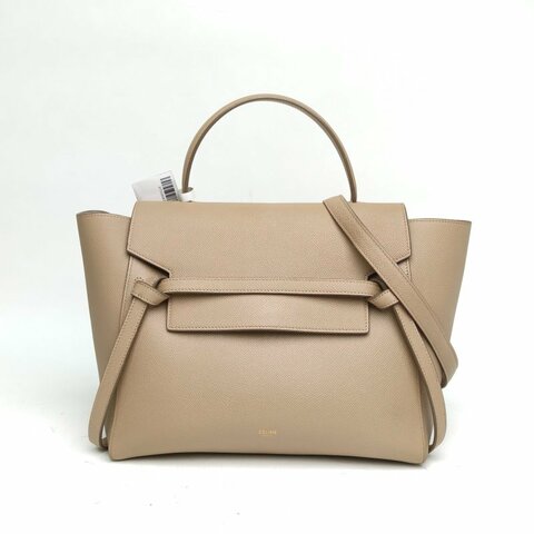 CELINE Belt鯰魚包Mini灰色牛皮革金扣肩背包