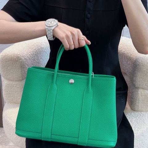 愛馬仕HERMES 6W薄荷綠TC皮銀釦Gp30托特包H051568