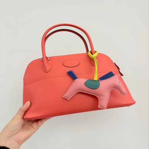 Hermes T5蜜桃粉epsom皮銀釦bolide 27公分（沒有小馬）