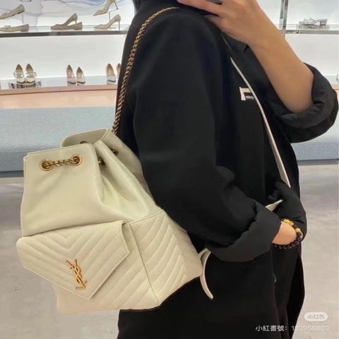 Ysl復古雙肩包白色金釦#全新閒置#
