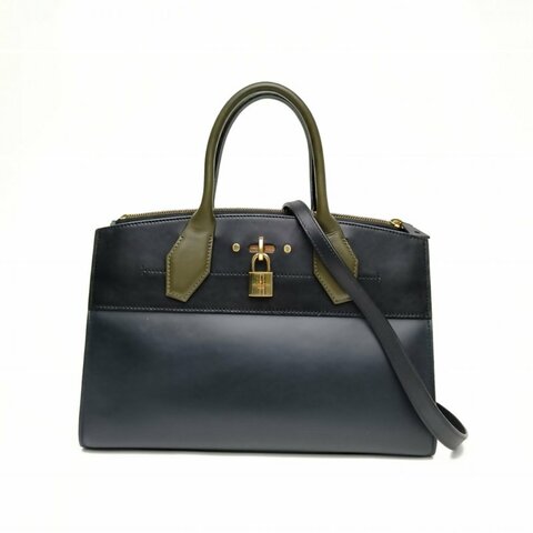 LOUIS VUITTON 黑色牛牛皮itySteamer橫版31肩背包