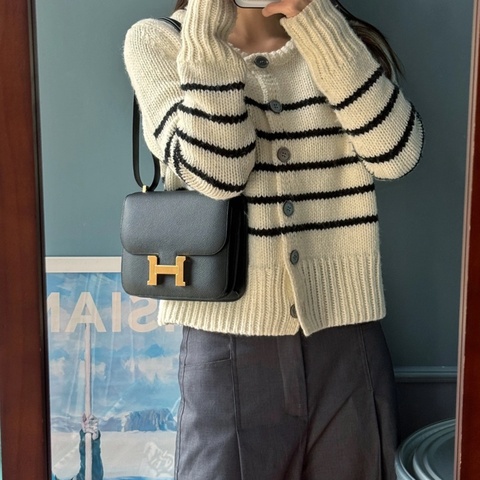 愛馬仕天菜HERMES 89Noir黑色Epsom皮金釦Mini19CM康康