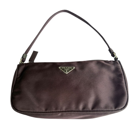 Prada Re-edition 尼龍腋下包 啡色 銀扣