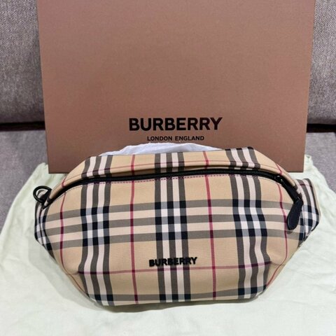BURBERRY經典格紋帆布胸肩背腰包