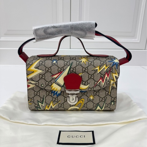 《仙闆名牌精品》Gucci New Supreme Canvas 帆布 彩色宇宙 星空圖案 手提包 肩背包 斜背包