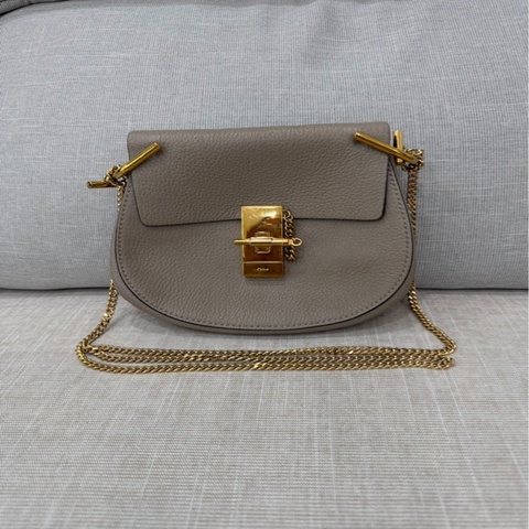 Chloe/克洛伊 大象灰色牛皮金扣小豬包小號鏈條包