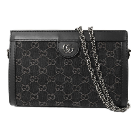 GUCCI 牛仔布Ophidia GG Small鏈帶肩背袋