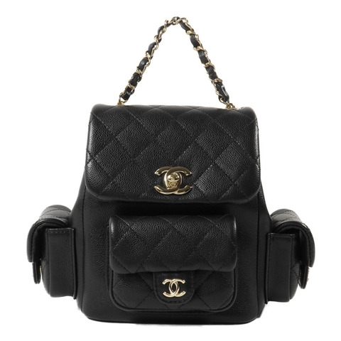 CHANEL 牛皮皮革Duma Backpack鏈帶背包