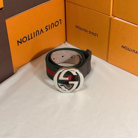 🔥超級經典 Gucci 古馳 大雙G紅綠織帶皮帶