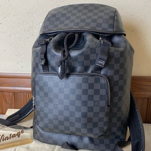 Louis Vuitton 路易威登 zack黑棋盤格雙肩包  附件：防塵袋