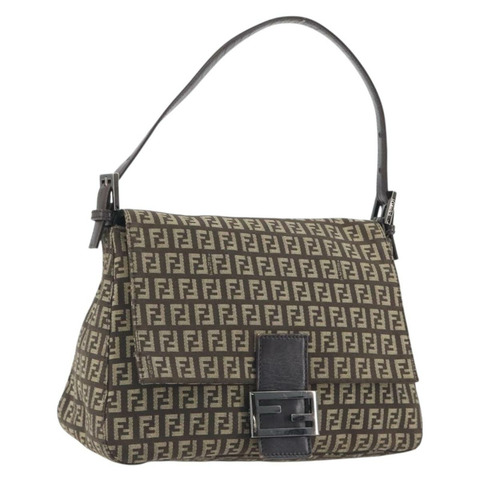 FENDI Zucchino 帆布 Mamma Baguette 單肩包 棕色 正品 197310V