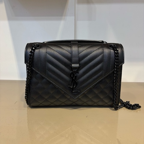 YSL 黑荔枝Envelope中號肩斜背鏈包