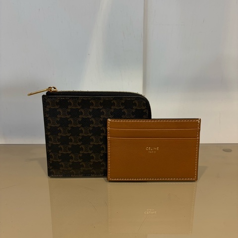 Celine 零錢包配咖牛皮4卡卡夾