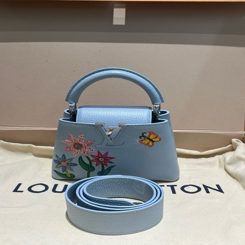 LV路易威登 Capucines mini baby藍 手提包斜挎包 草間彌生聯名 芯片款
