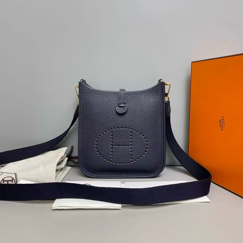🌷有購證！Hermes 愛馬仕 Evelyne 伊芙琳 深藍色金扣