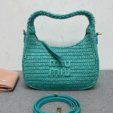 Miumiu繆繆 拉菲草編hobo