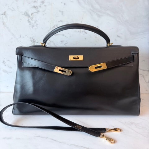 Hermes Kelly 40 手提包購物包經典黑金