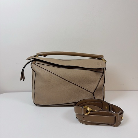 Loewe羅意威 Puzzle 中號 幾何牛皮拼接 斜挎包手提包