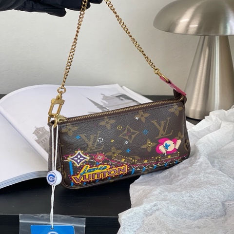 lv路易威登 聖誕限量款塗鴉印花麻將包