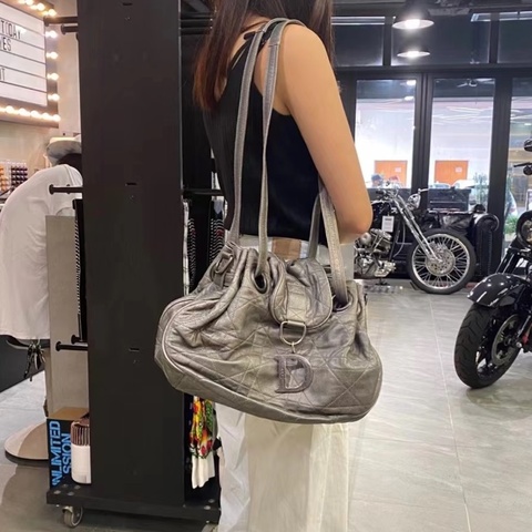 【震撼捡漏❤️✨全網最低價】Dior/迪奧  中古戴妃菱格元寶燒賣餃子包 中古菜篮子