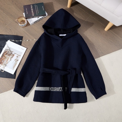 Dior 20FW 藏藍色連帽收腰大衣