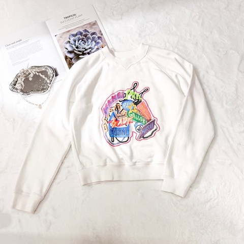 Hermes 23SS 白色刺繡貼布衛衣
