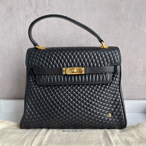 【平替Kelly👜超耐用✨】Bally 黑金 Kelly手提包 中古款