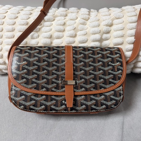 Goyard 郵差包, 經典黑棕，小号 22cm