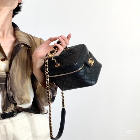 Chanel香奈兒小金磚復古菱格盒子包 手提包 斜背包 黑金