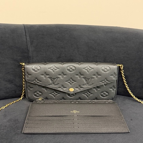 LV 三合一黑色 Monogram 壓花小牛皮配金鏈 19年全新