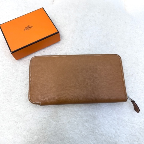 Hermes37Gold棕EPSON皮silk in 絲巾長夾